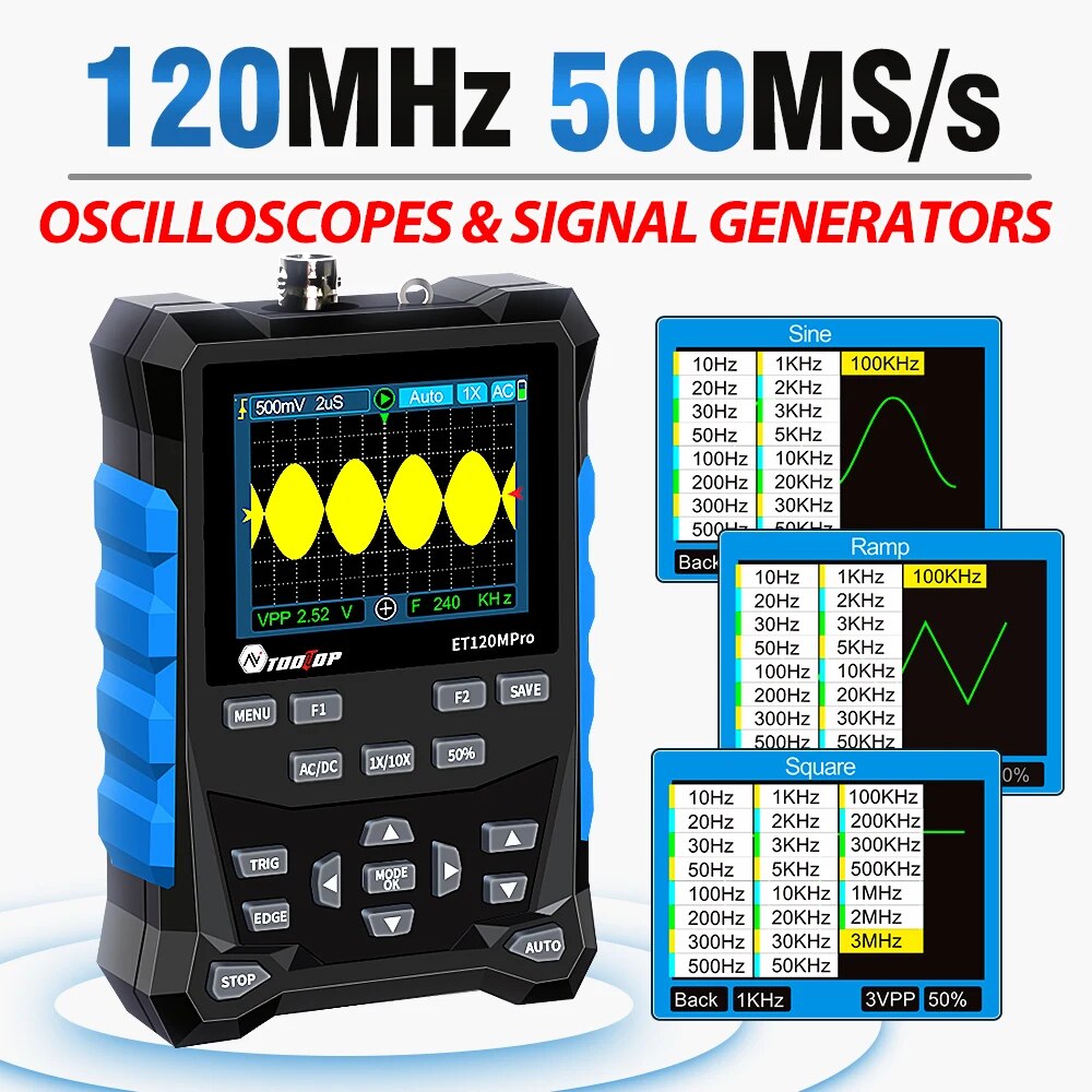 TOOLTOP ET120MPro Portable 120 - đánh giá và giá Digital Storage Oscilloscope 100Mhz